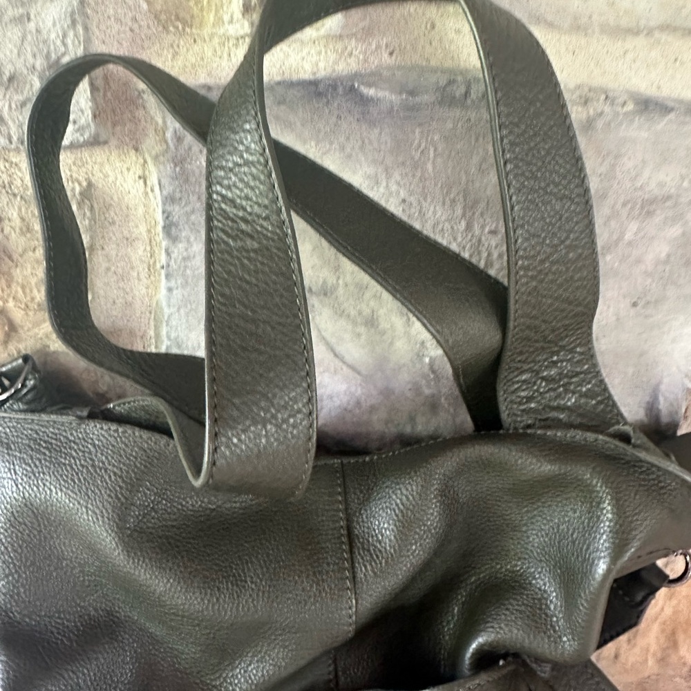 Vince Camaro Leather Mekhi Tote handbag Army Green purse - Picture 5 of 16